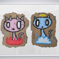 😈😇 Diptych Darwings by Celipe Perrolco "Blue Angel and Pink Demon pets" - Thumbnail 5