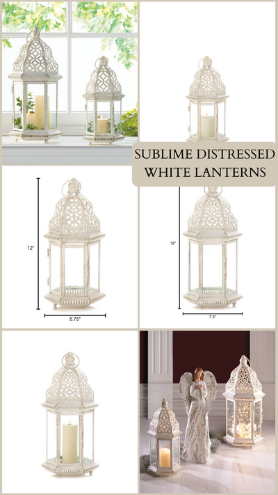 Sublime Distressed White Lanterns