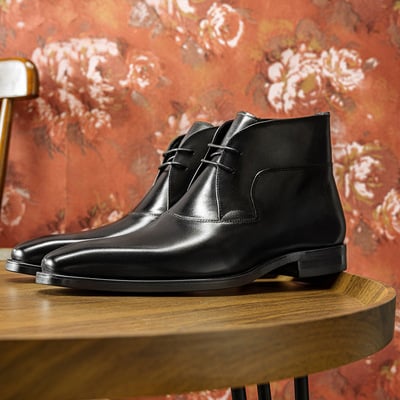 Martin boots men's handmade calfskin leather shoes 2 colors - Thumbnail 3