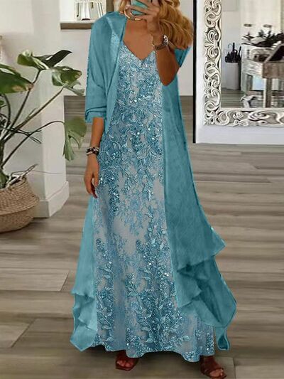 Elegant Blue Lace Appliques Mother of the Bride/Groom Dress Evening Formal Prom Dress