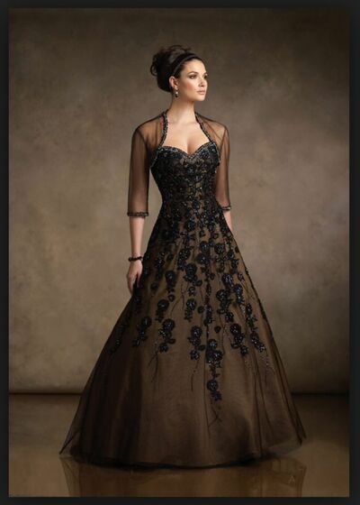 Elegant Brown Lace Appliques Mother of the Bride/Groom Dress Evening Formal Prom Dress