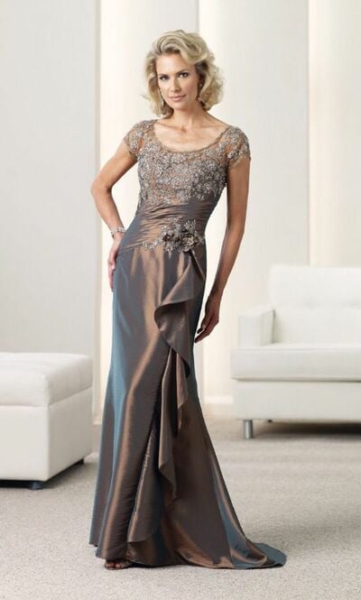 Elegant Brown Sheath Lace Mother of the Bride/Groom Dress Evening Formal Prom Dress