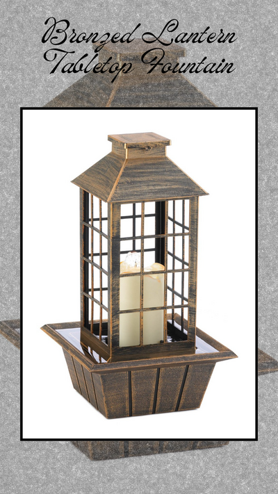 Bronzed Lantern Tabletop Fountain