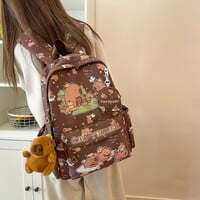 Cute Capybara School Backpack With Plush Pendant and Purse - Thumbnail 2