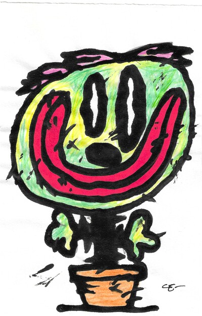 🌱Drawing by Celipe Perroloco "Roots Beyond the Pot"