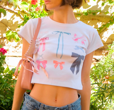 Colored Bow Printed Top