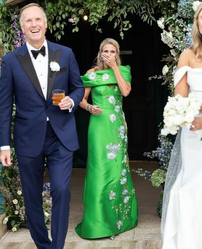 Elegant Green Flowers Floral Embroidery Mother of the Bride/Groom Dress Evening Formal Prom Dress