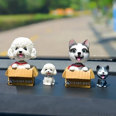 Creative Bobblehead Dog in Teacup Figurine – Cartoon Teddy Bear Hound for Home & Car Decor