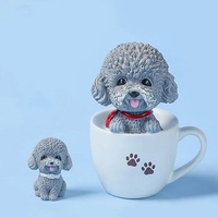 Creative Bobblehead Dog in Teacup Figurine – Cartoon Teddy Bear Hound for Home & Car Decor - Thumbnail 1