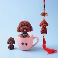 Creative Bobblehead Dog in Teacup Figurine – Cartoon Teddy Bear Hound for Home & Car Decor - Thumbnail 2