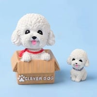 Creative Bobblehead Dog in Teacup Figurine – Cartoon Teddy Bear Hound for Home & Car Decor - Thumbnail 7