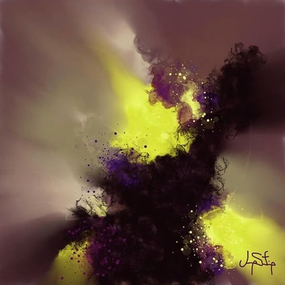 Euphoria - Purple Violet Plum Yellow Abstract Art Print