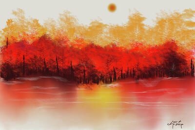 Blazing Sunset Art Print - 24" X 36"