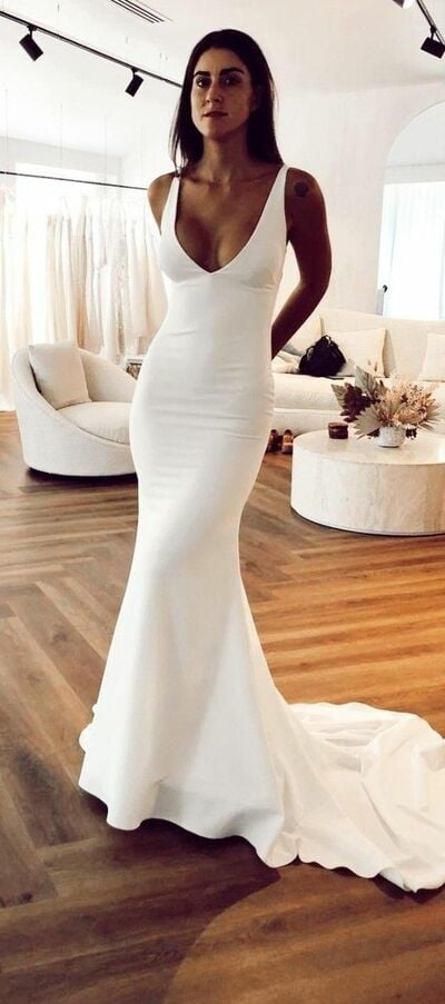 Sexy Sheath Beach Boho Wedding Dress Bridal Gown Wedding Gown