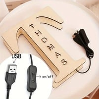 Personalized LED Letter Night Light – Custom Wooden Engraved Name Lamp, USB Powered Love Gift for Couples, Friends, Family - Thumbnail 6