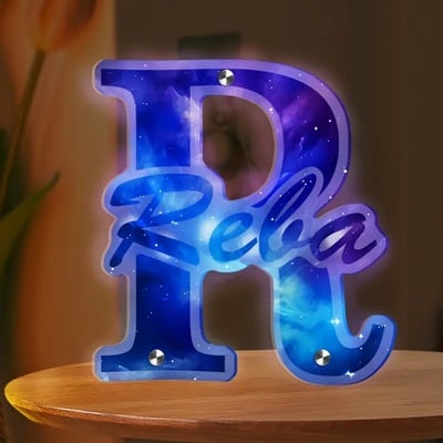 Custom Engraved "Alexa" LED Letter Night Light – Galaxy Design Acrylic Lamp, USB Powered, Adjustable Light for Bedroom & Gift Decor