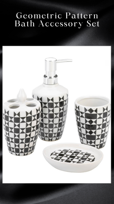 Geometric Pattern Bath Accessory Set