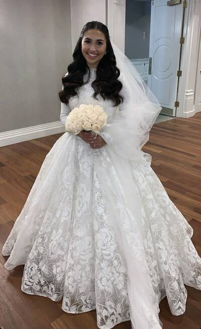 Elegant A Line Long Sleeve Lace Appliques Wedding Dress Bridal Gown Wedding Gown