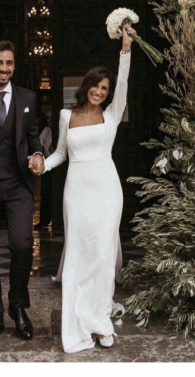 Simple Sheath Scoop Beach Boho Wedding Dress Bridal Gown Wedding Gown