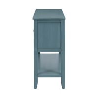 Cambridge Vintage Console Table – Dark Blue, 4 Drawers & Bottom Shelf, Solid Wood & MDF, Elegant Entryway Table for Living Room or Kitchen - Thumbnail 1