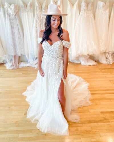 Simple Sheath Off the Shoulder Lace Wedding Dress Bridal Gown Wedding Gown
