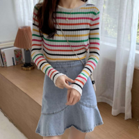 Rianbow Colorful Striped Long Sleeve Pullover Knitted Top - Thumbnail 5