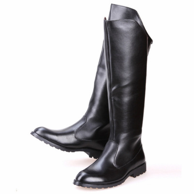Back zipper trendy performance stage men's long knight riding boots - Thumbnail 2