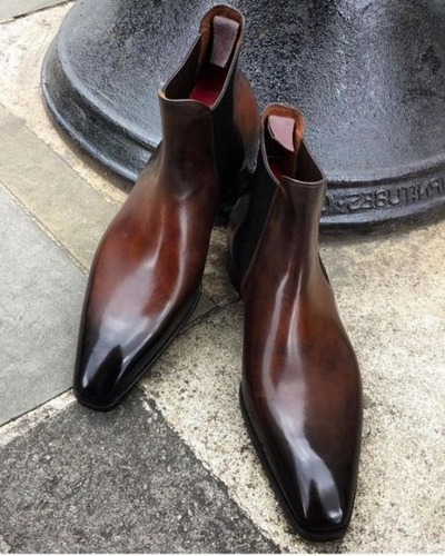 Handmade Men Brown Leather Jodhpur Dress Boot