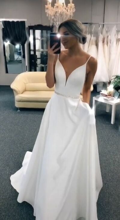 Simple A Line Beach Boho Wedding Dress Bridal Gown Wedding Gown