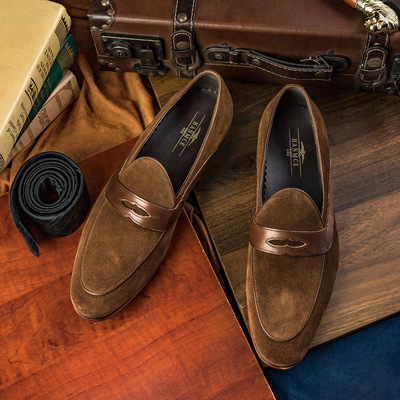 Penny leather shoes cow suede men's shoes gentleman shoes - Thumbnail 2