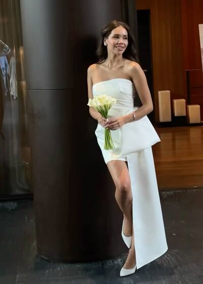Simple Sheath Beach Boho Wedding Dress Bridal Gown Wedding Gown