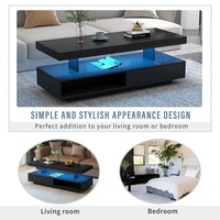 U-Can LED Coffee Table with Storage – Modern Black Center Table with 2 Drawers, Display Shelves & 16-Color Lights - Thumbnail 2