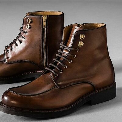 New Edition Handmade Oxfords Brown Split Toe Ankle High Lace Up Rangers Boot