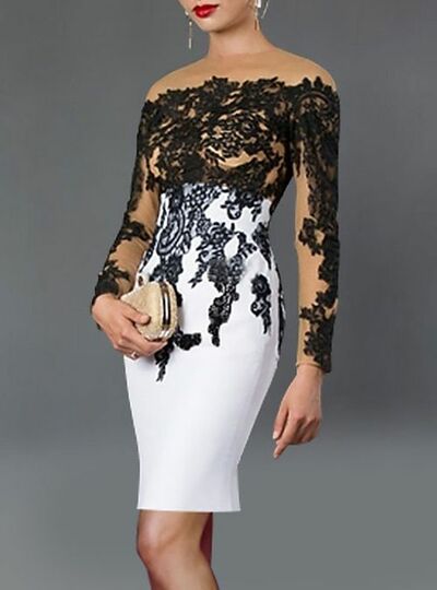 Black and White Sheath Knee-length Mother of the Bride/Groom Dress