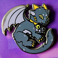 Trick the Black Cat Dragon Enamel Pin - Thumbnail 1
