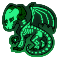 Marrow the Skeleton Dragon Glow-in-the-Dark Vinyl Sticker - Thumbnail 1