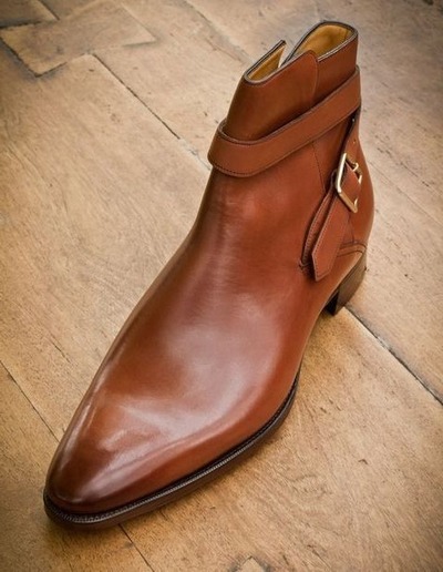 Handmade Men Brown Leather Jodhpur Strap Ankle Dress Boot
