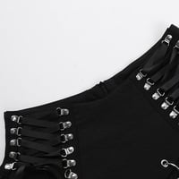 High Rise Side Lace Up Rings Studded Mini A-Line Skirt - Thumbnail 7