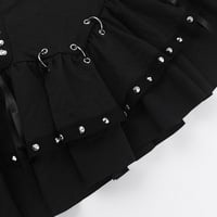 High Rise Side Lace Up Rings Studded Mini A-Line Skirt - Thumbnail 6