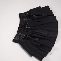 Black Punk Lacy Cross A-Line Skirt - Thumbnail 5