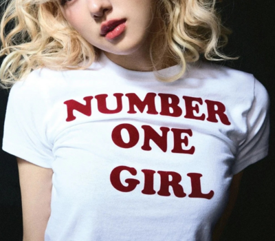NUMBER ONE GIRL WHITE CROP TOP