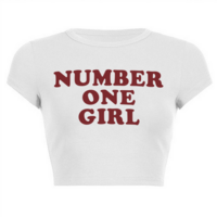 NUMBER ONE GIRL WHITE CROP TOP - Thumbnail 1