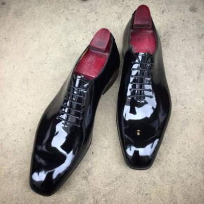 Handmade Men Black Patent Leather Dress Shoes