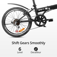 iDeaPlay P12 Folding Bike 6-Speed 20" | Lightweight High Carbon Steel Frame, Adjustable Handlebar & Saddle, Compact Folding Design - Thumbnail 2