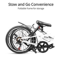 iDeaPlay P12 Folding Bike 6-Speed 20" | Lightweight High Carbon Steel Frame, Adjustable Handlebar & Saddle, Compact Folding Design - Thumbnail 4