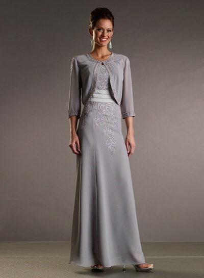 Elegant Sheath Grey Lace with Jacket Mother of the Bride/Groom Dress Evening Formal Dress