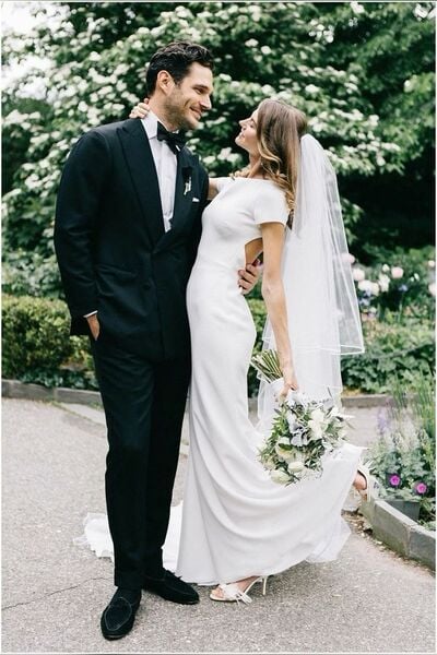 Simple Sheath Short Sleeve Beach Boho Wedding Dress Bridal Gown Wedding Gown