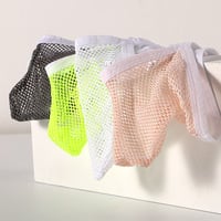6PK Multi-color wholesale Men's sexy underwear mesh holes quick-dry thong t-string underpants 5022DK - Thumbnail 4