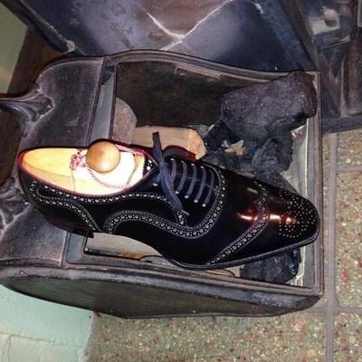 Handmade Men Black Calf  Leather Wingtip Oxford Lace up Dress Shoes