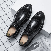Men's shiny brogues carved patterns casual shoes 2 colors - Thumbnail 4